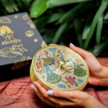 Load image into Gallery viewer, Paramparā Box | Pure Brass Masala Box filled with Satmya Mukhwaas Digestives | Luxury Wellness Gift Box
